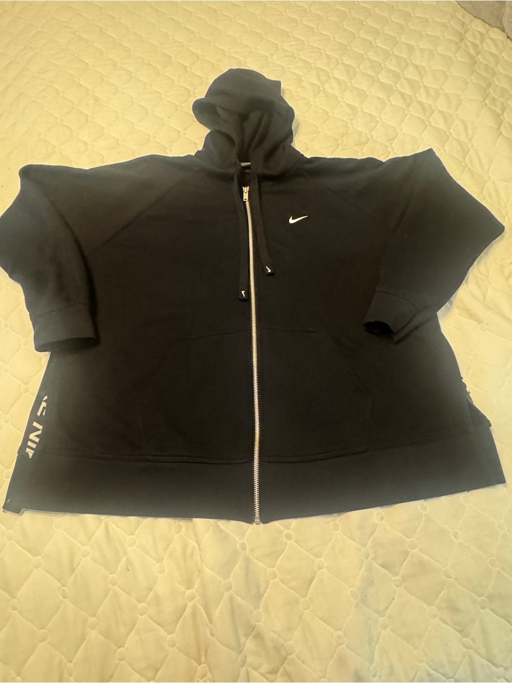 Nike Black Full-Zip Hooded Sweatshirt with White Swoosh